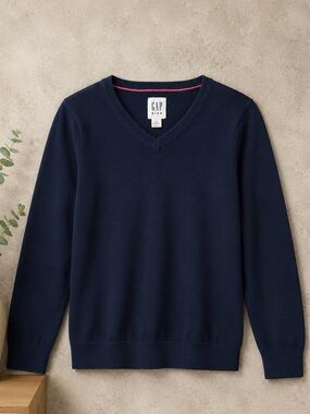 GAP Kids Navy V-Neck Sweater | Boys Medium Regular
